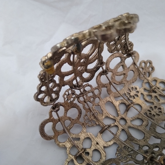 Vintage Filigree Bracelet Victorian Edwardian Art Deco Fashion Jewelry Gothic - Picture 13 of 14